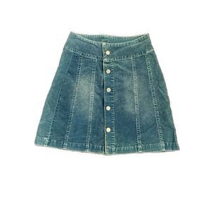 Rails Anthropologie Solid Blue High Rise Waist Corduroy Jean Denim Mini Skirt Xs